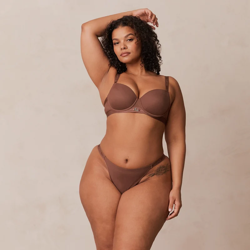 Smooth Mesh T-shirt Soutien-Gorge - Noisette