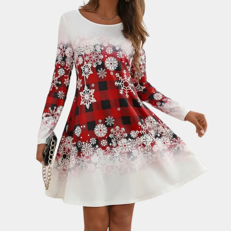 NEVES - Robe de Noël Flocons de Neige pour Femmes
