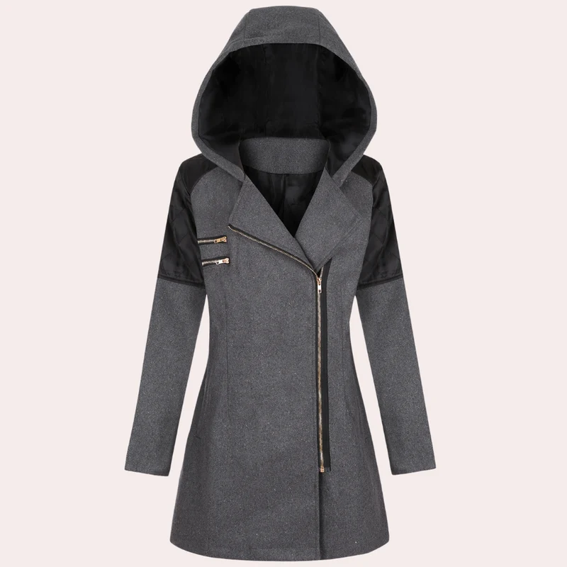 KEISY - Manteau moderne à capuche mi-long pour femmes