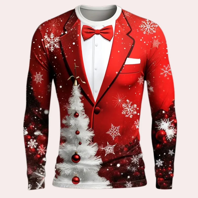 PAULOS - T-shirt de Fête de Noël pour Hommes