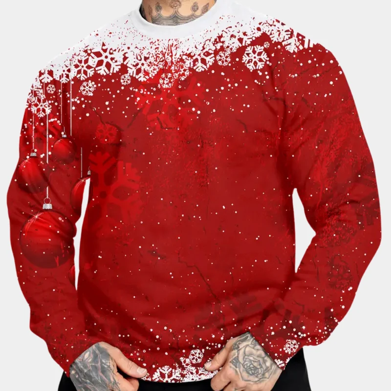 VIKTORIO - Chemise de Noël à Manches Longues Tendance pour Hommes