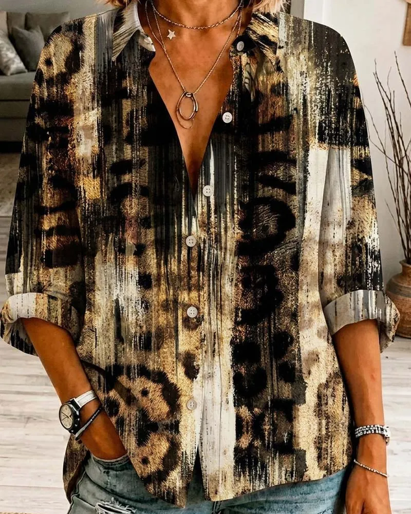 Chemise Élégante Artistique Léopard Imprimé