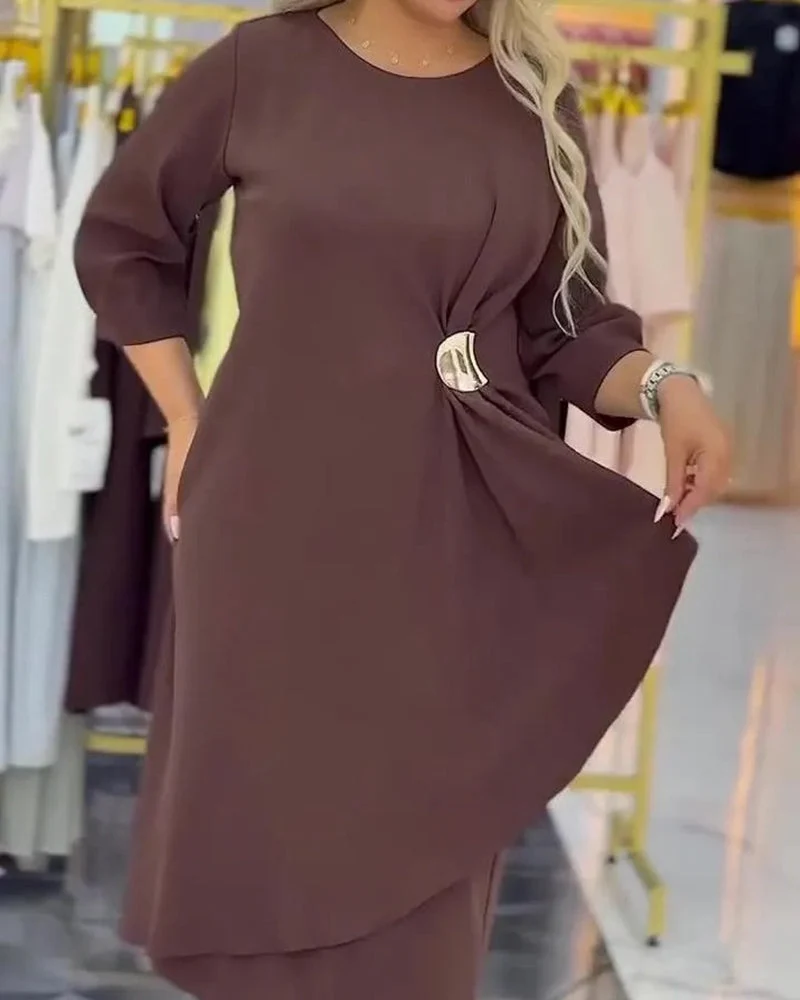 Robe Plus Size Élégante Twist Nœud