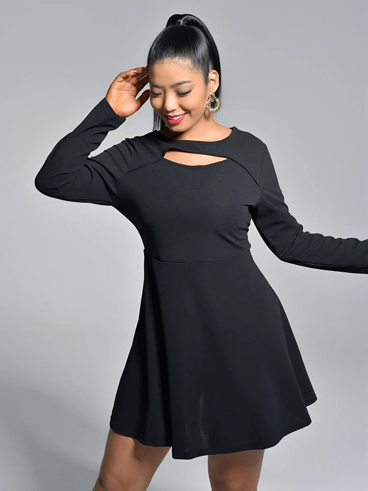 Cut Out Solid Color Dress