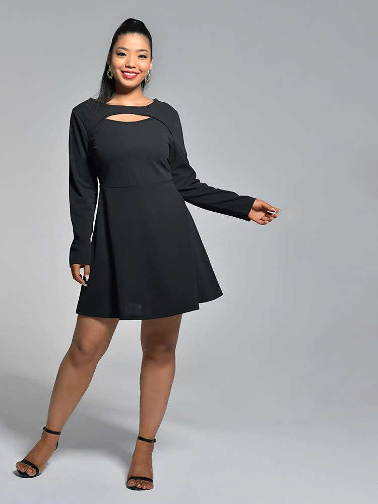 Cut Out Solid Color Dress