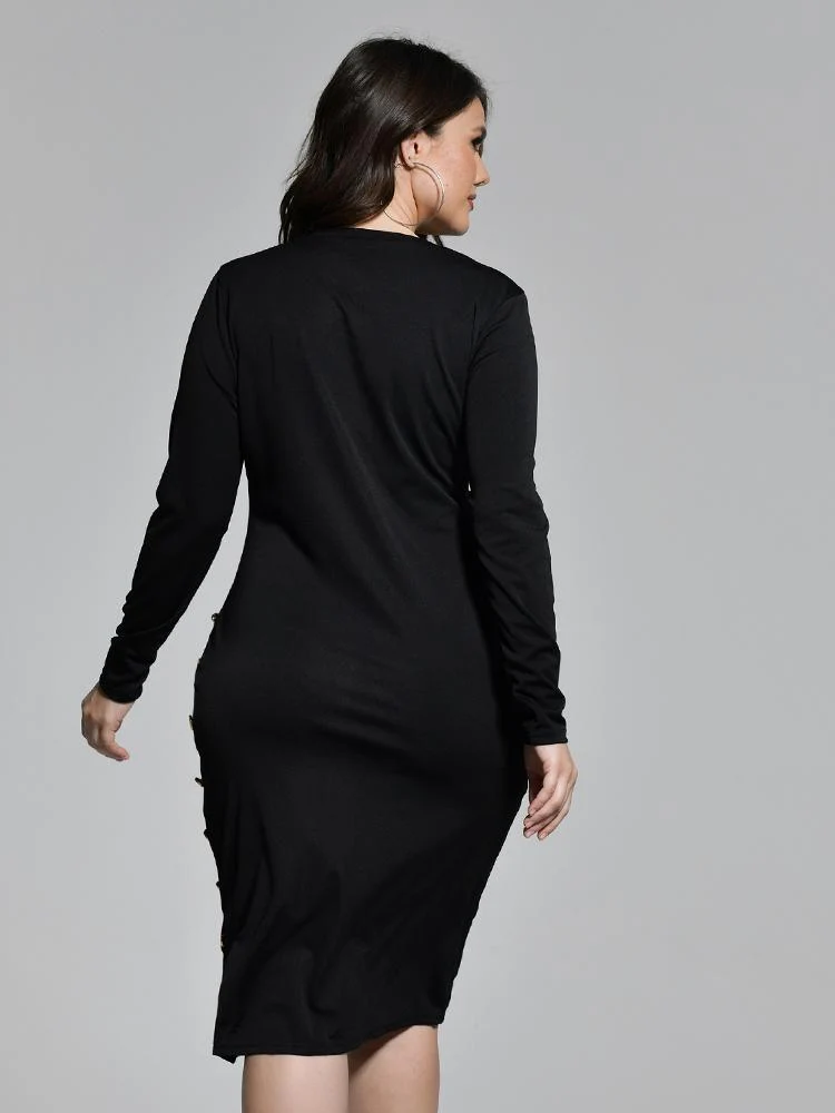 Button Side Cut Dress