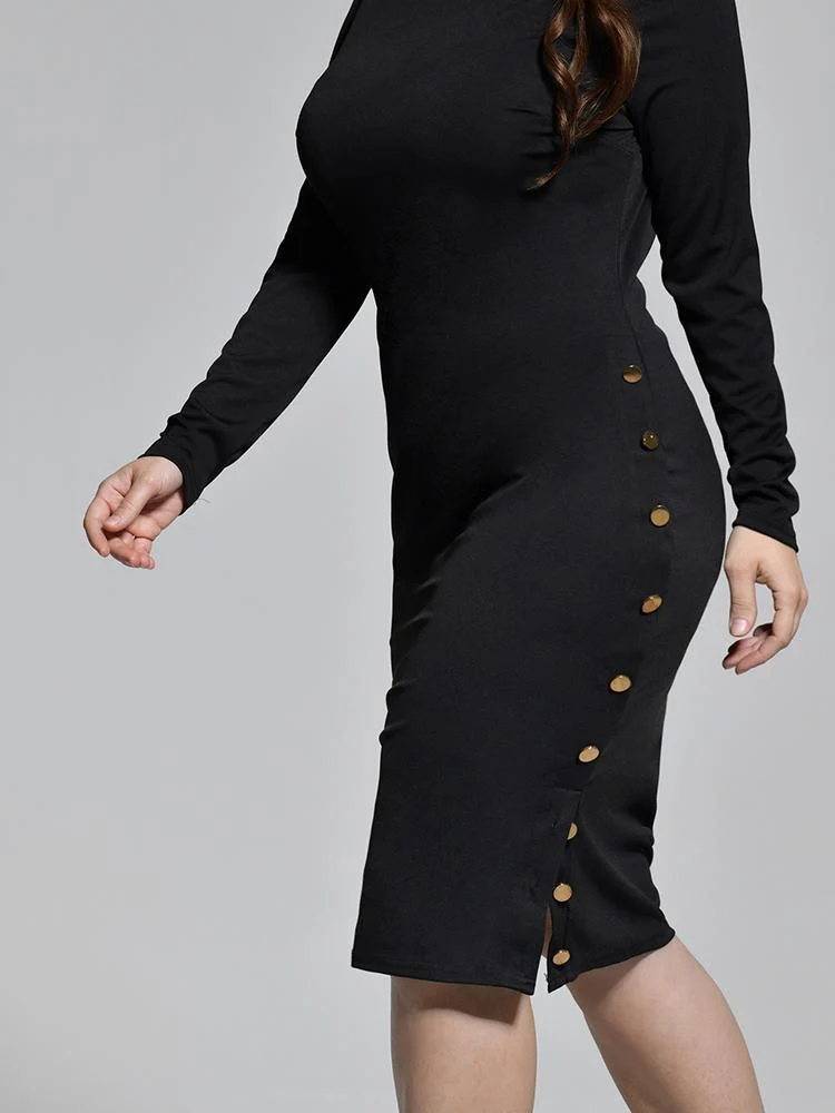 Button Side Cut Dress