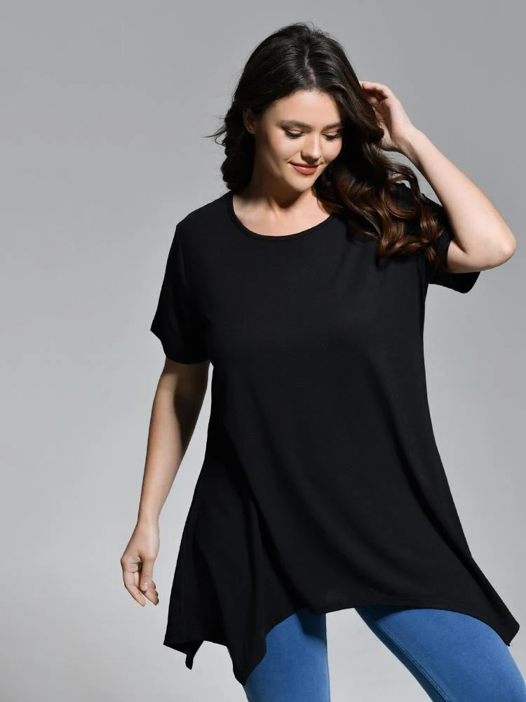 Mid Long Round Neck T-Shirt