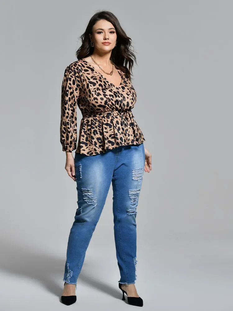 Leopard Print V-Neck Blouse