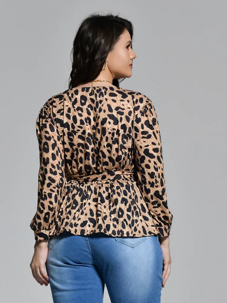Leopard Print V-Neck Blouse