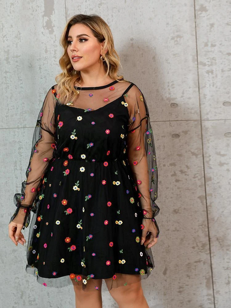 Ditsy Floral Mesh Dress
