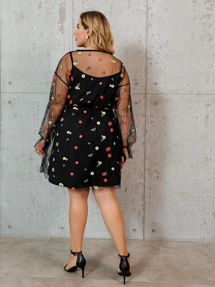 Ditsy Floral Mesh Dress