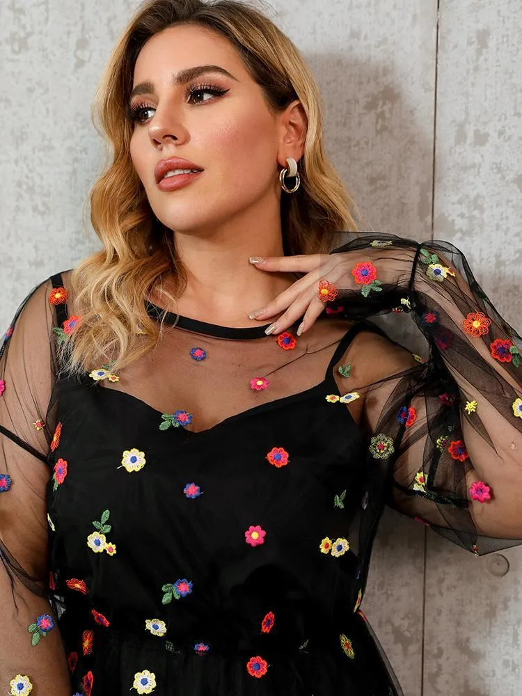 Ditsy Floral Mesh Dress