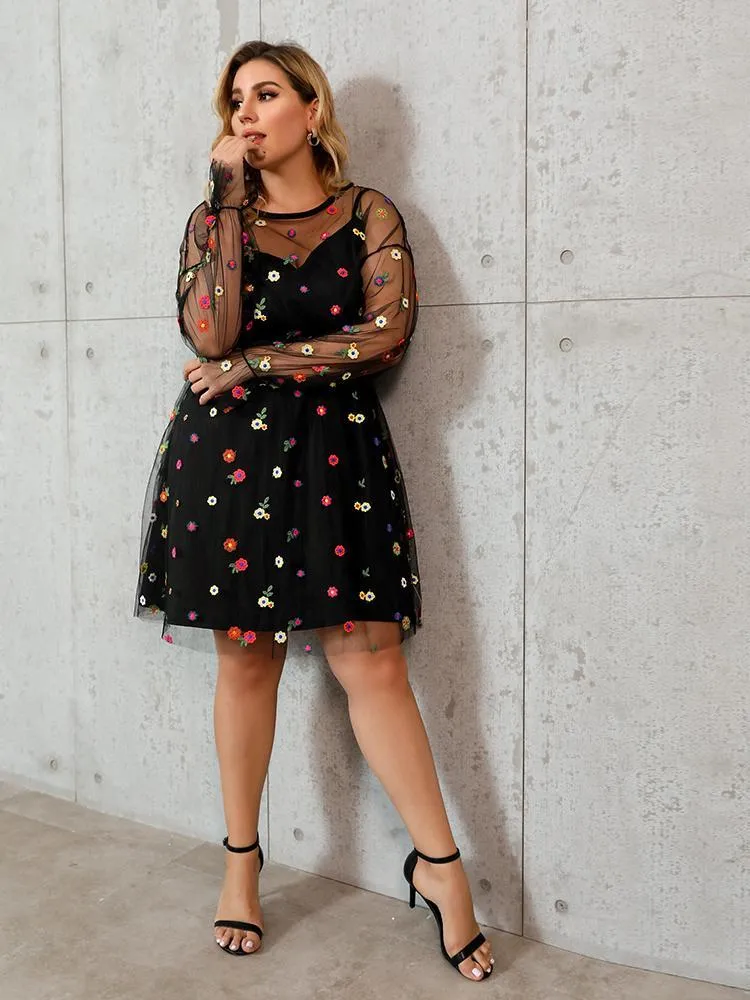 Ditsy Floral Mesh Dress