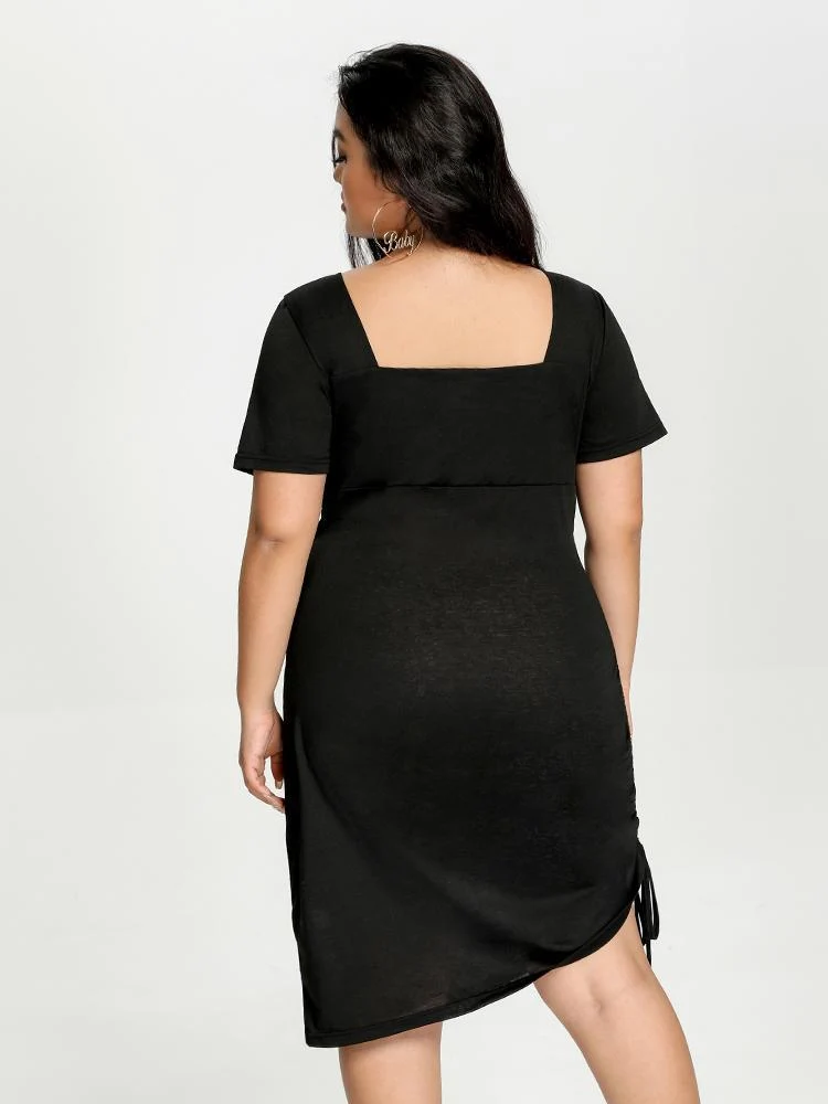 Ruched Square Collar Dress
