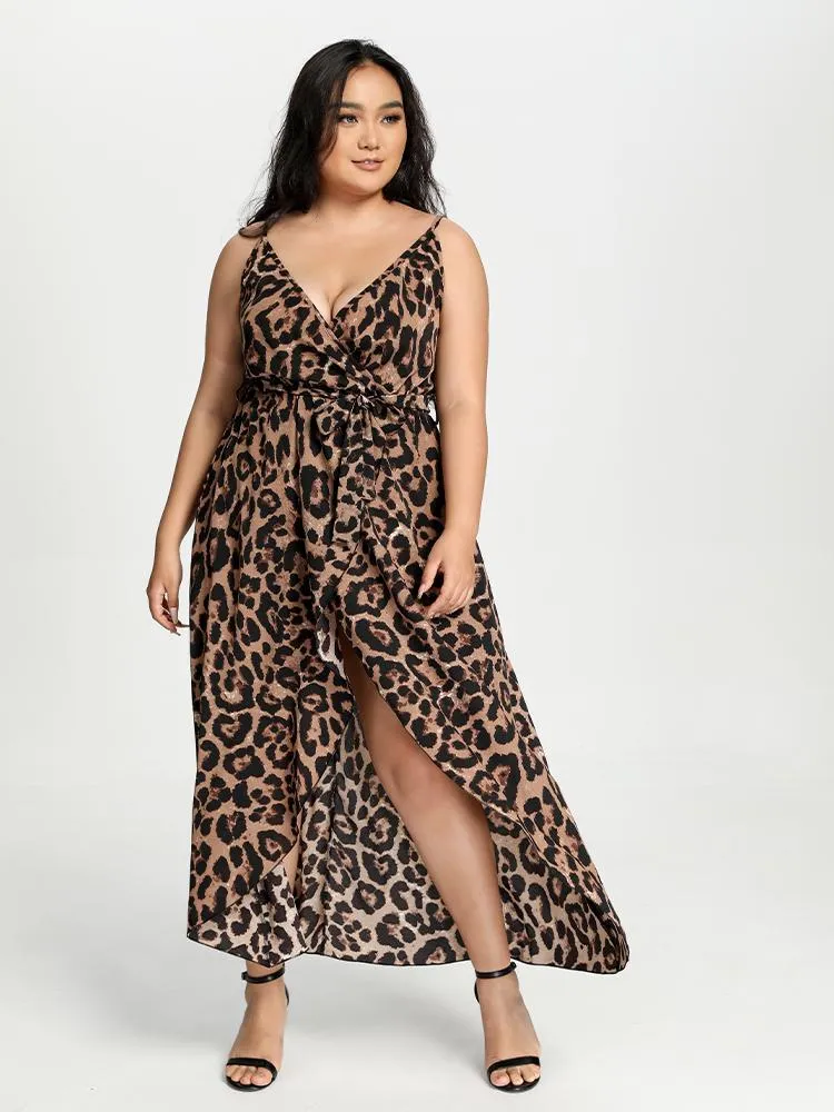 Leopard Split Cami Dress