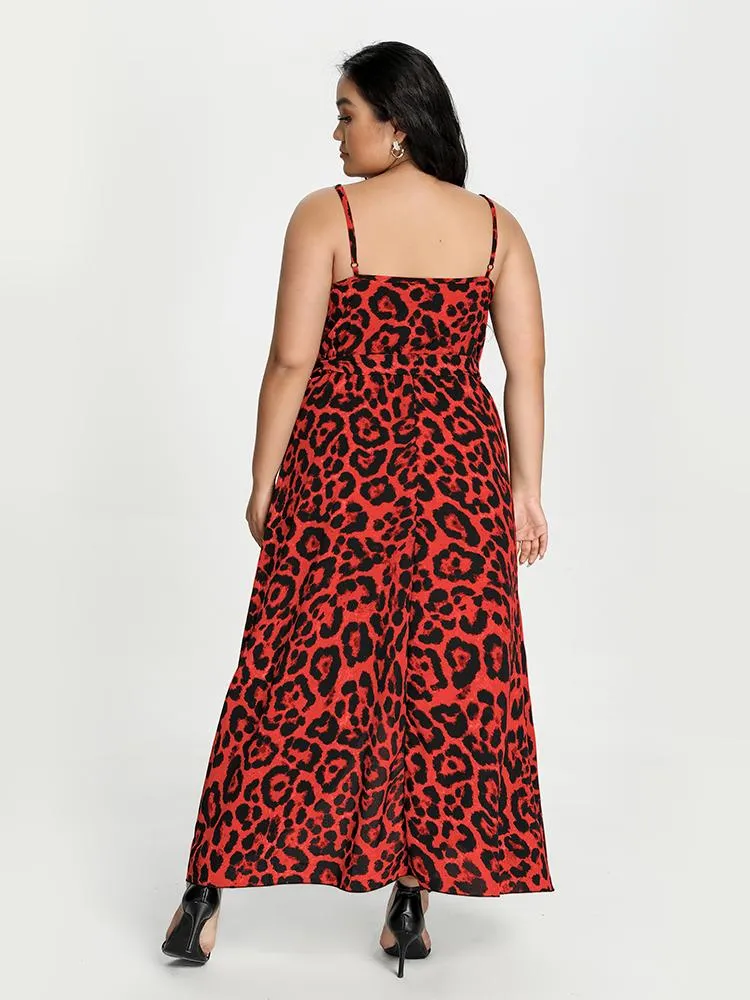Leopard Split Cami Dress