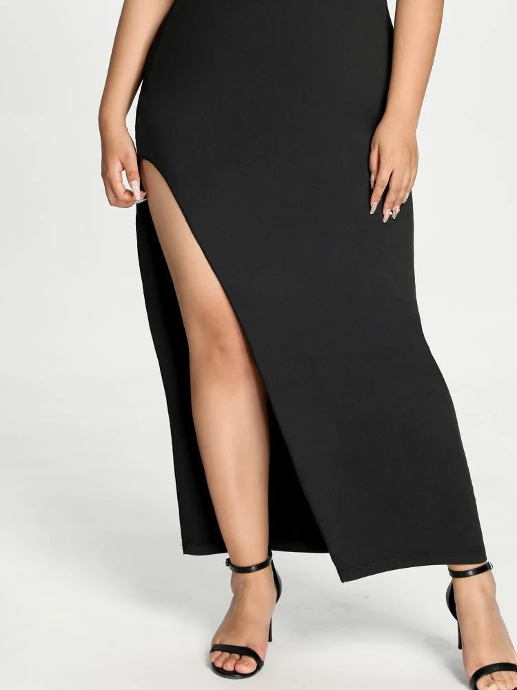 Split Solid Maxi Dress