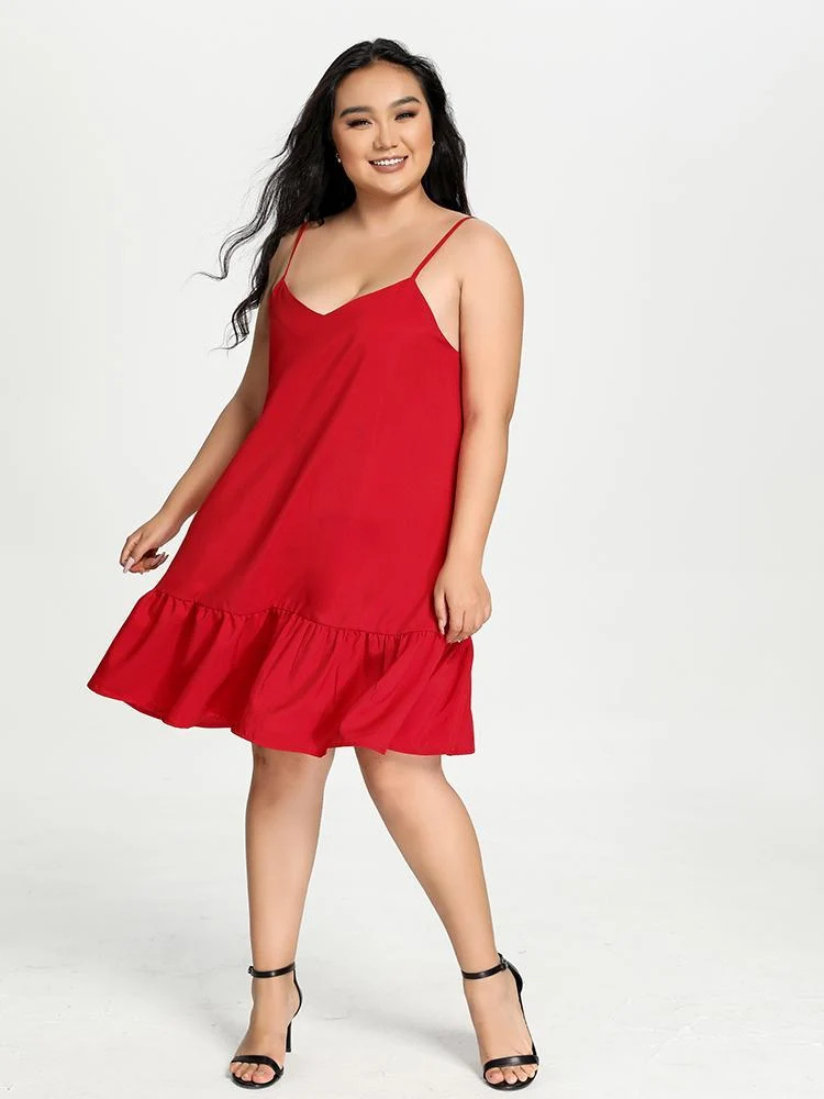 Pleated Hem Supspender Dress