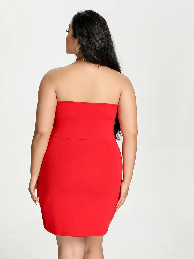 Knotted Bust Solid Dress