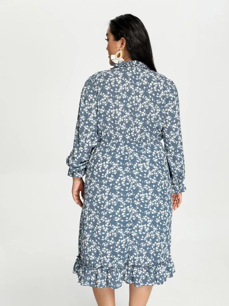 Ditsy Lantern Sleeve Dress