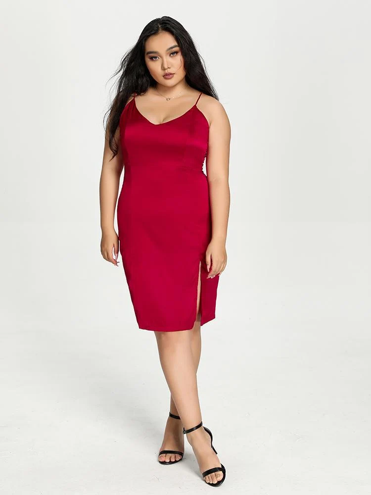 Split Hem Suspender Dress