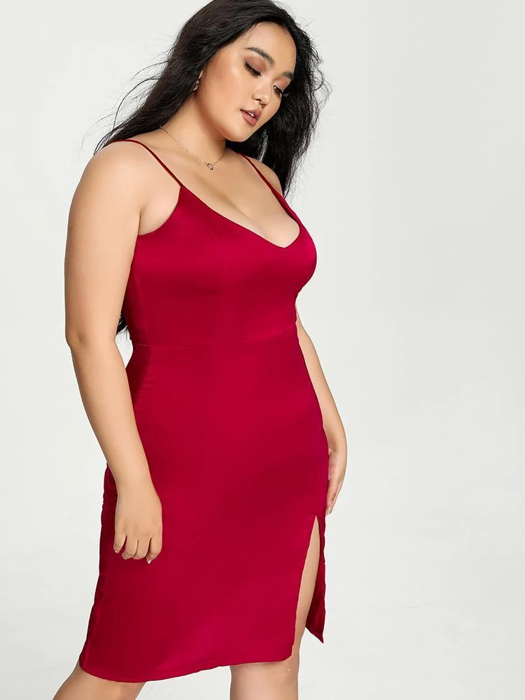 Split Hem Suspender Dress