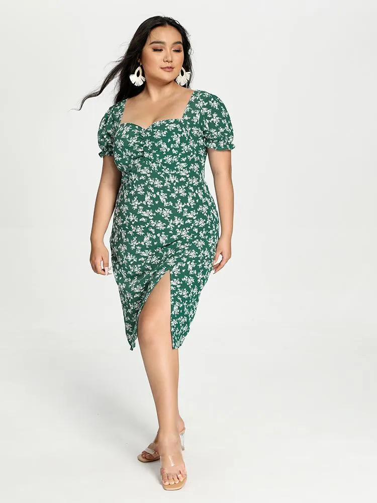 Ditsy Floral Split Hem Dress