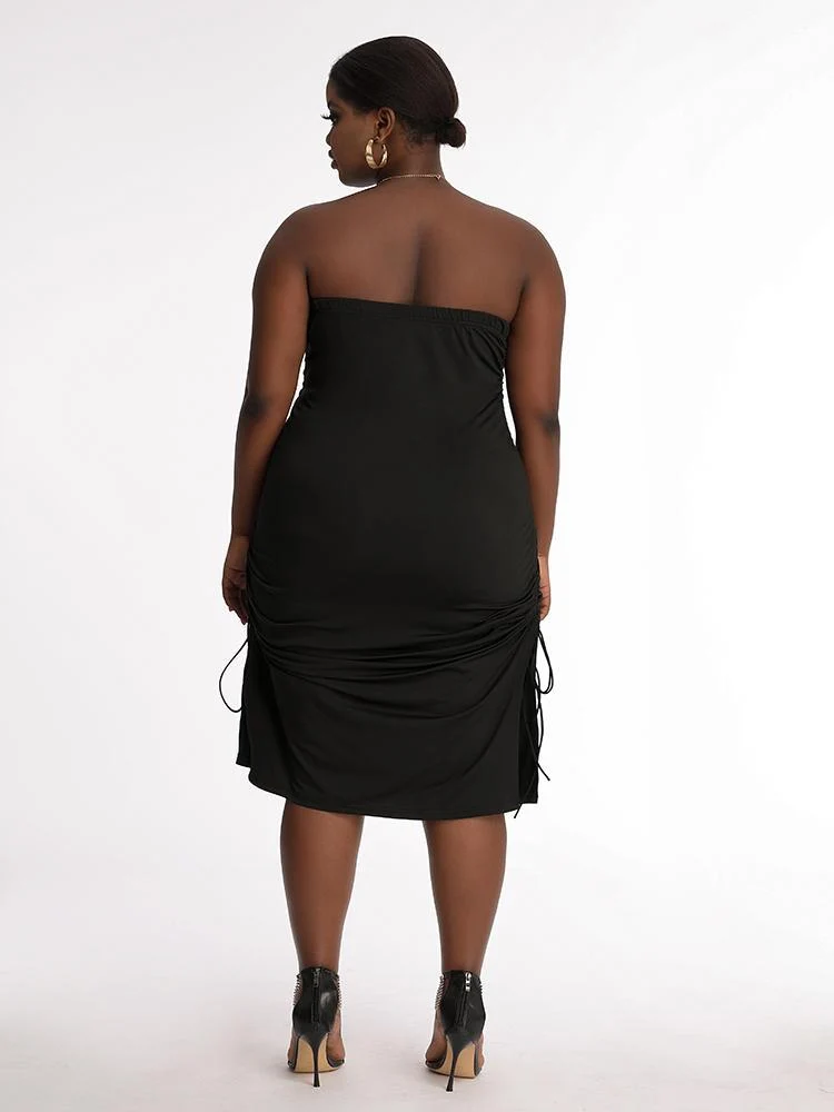 Ruched Split Tube Dress