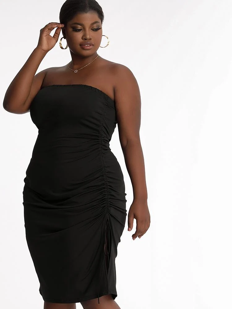 Ruched Split Tube Dress
