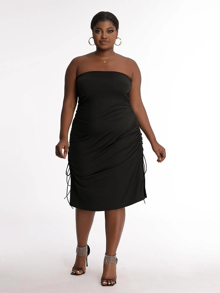 Ruched Split Tube Dress