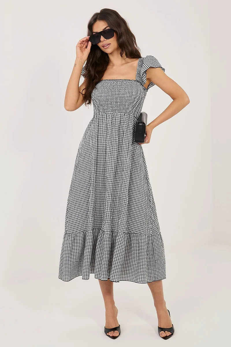 Robe midi vichy décontractée