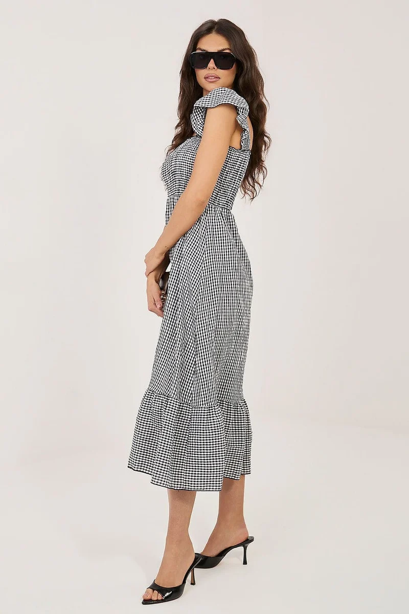 Robe midi vichy décontractée