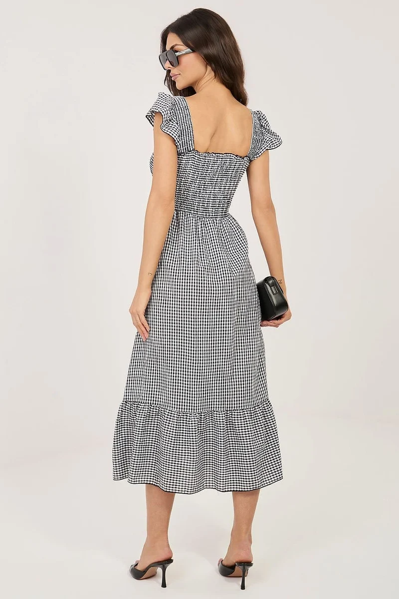 Robe midi vichy décontractée