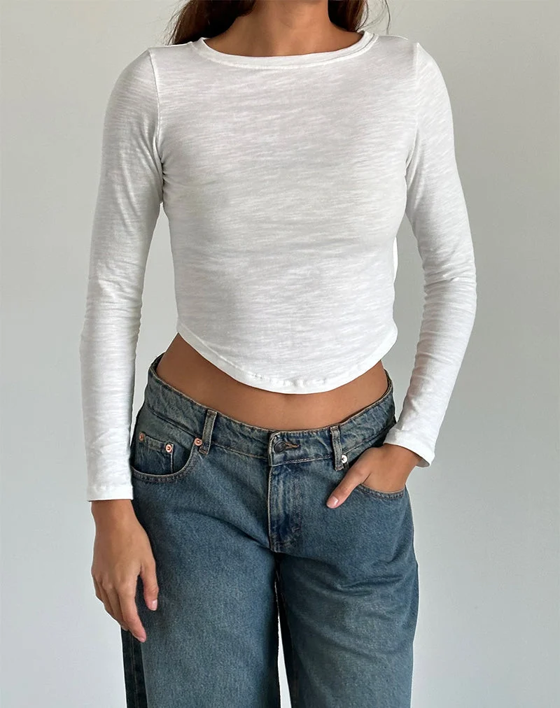 Jojisa Top en jersey blanc cassé