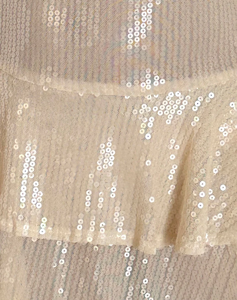 Mini robe turquoise en disque clair teinté nude