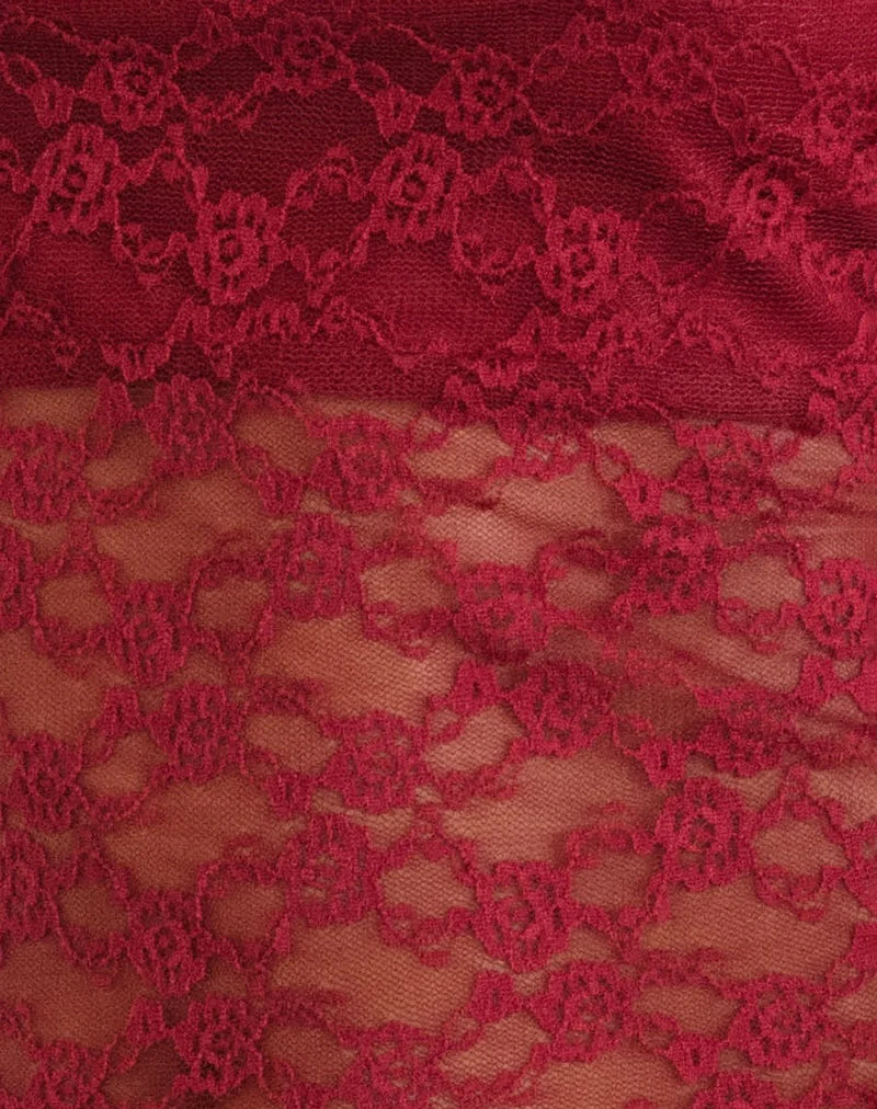 Maggha - Top dos nu en dentelle mari rouge