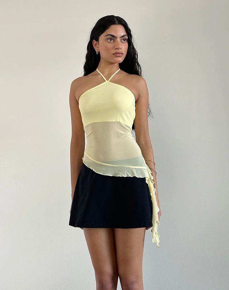 Arabella Halterneck Top in Mesh Lemon (Top dos nu en maille)