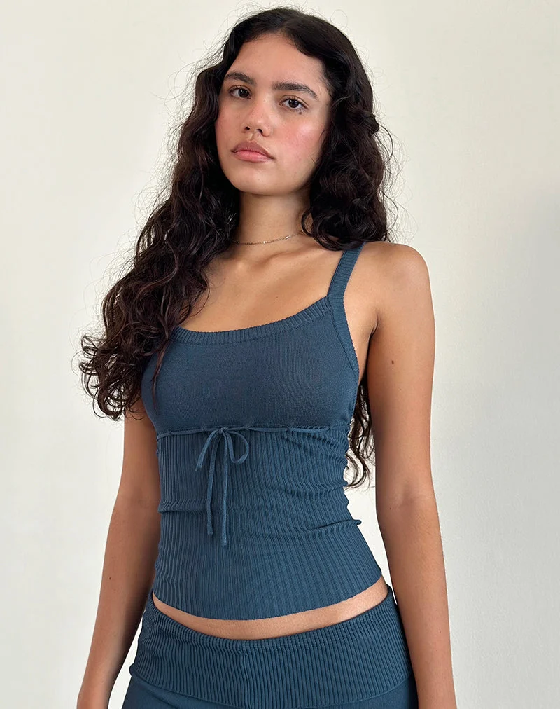 Top en tricot côtelé Joanie, Ocean Storm