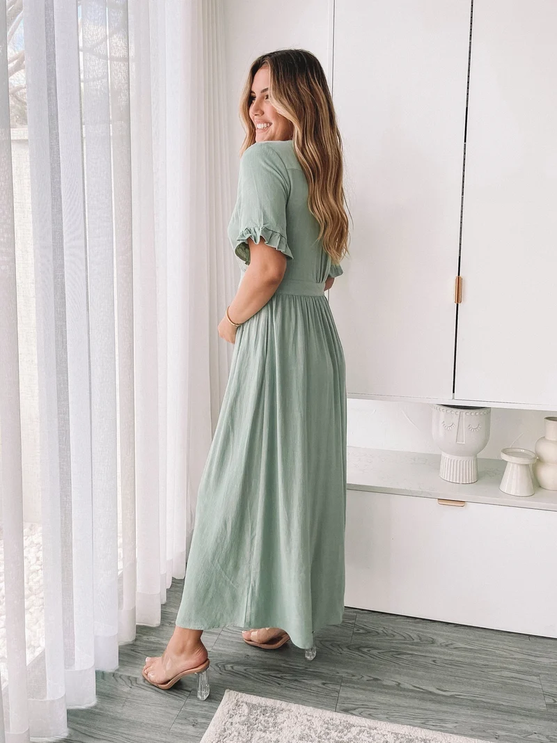 Séraphine | Robe longue élégante à col en V pour femmes