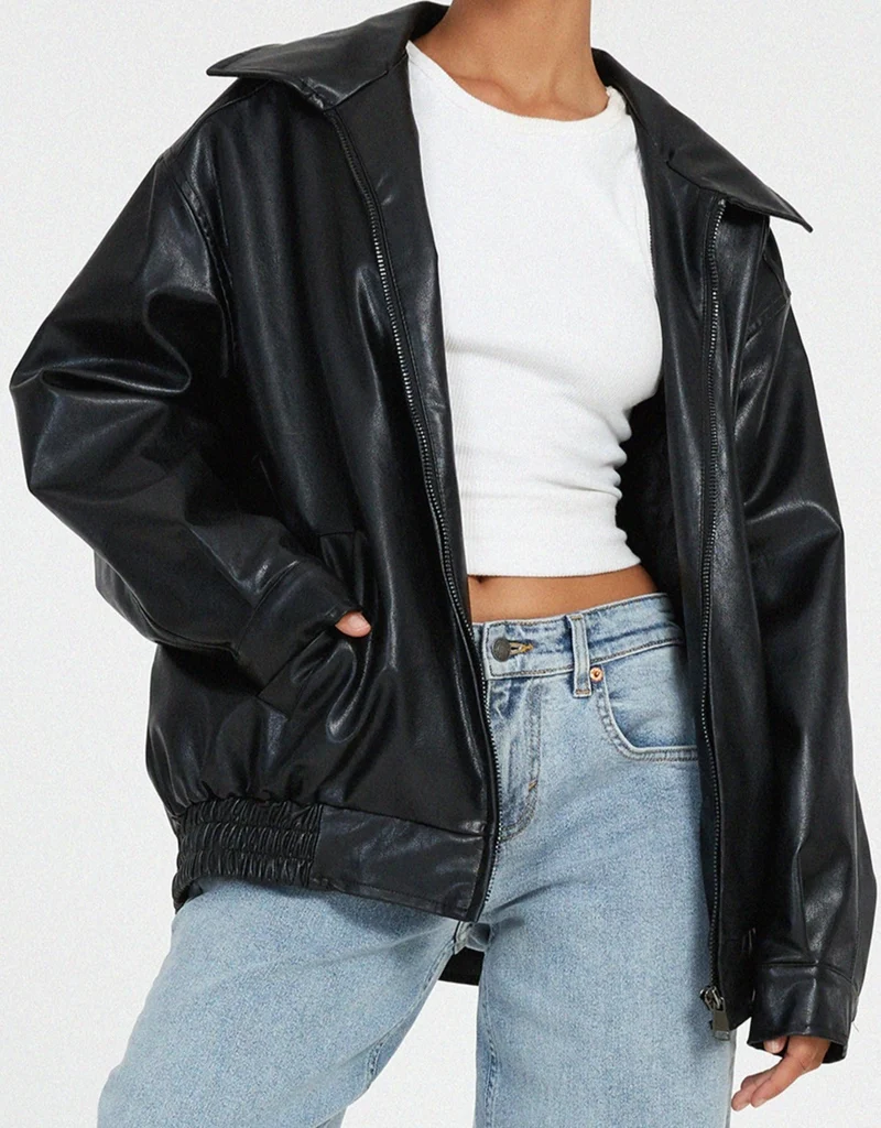 Alistair | Veste en cuir PU oversize pour femmes