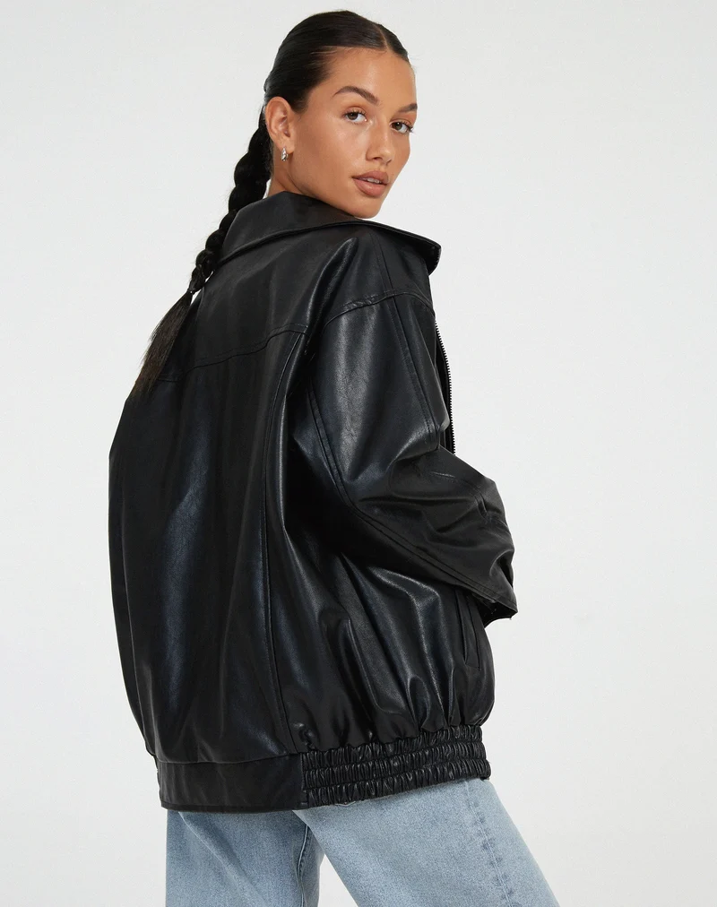 Alistair | Veste en cuir PU oversize pour femmes