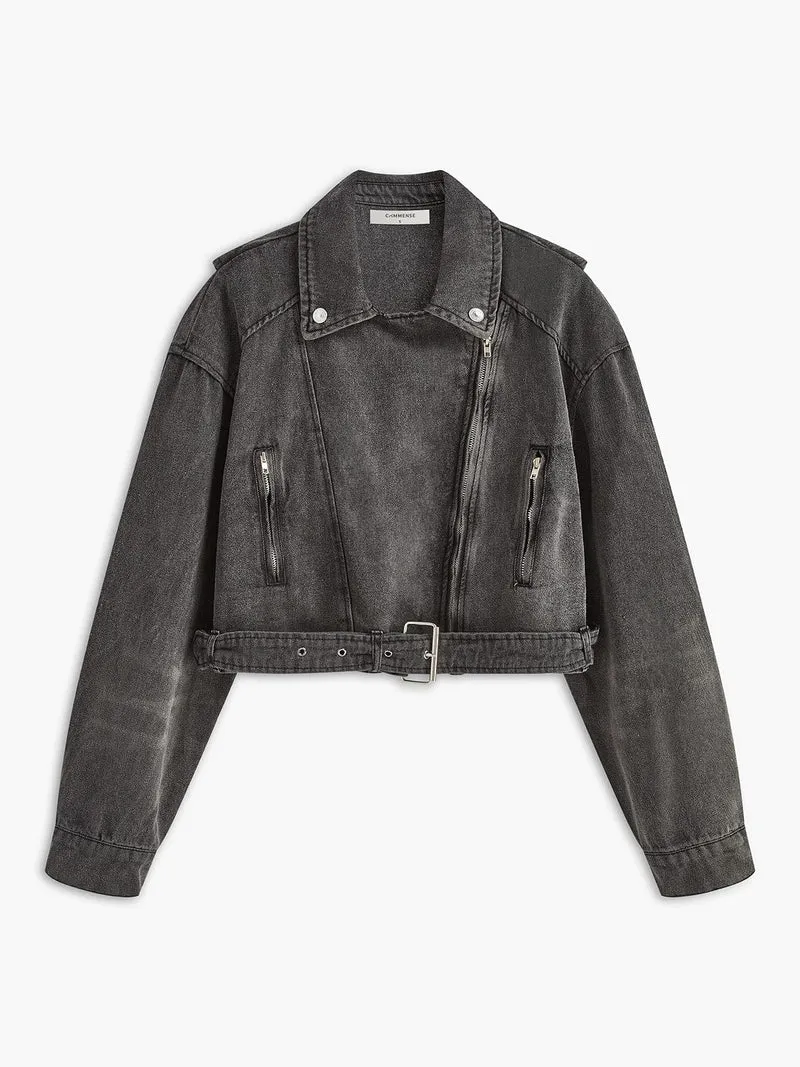 Floriane | Veste de moto noire courte pour femmes
