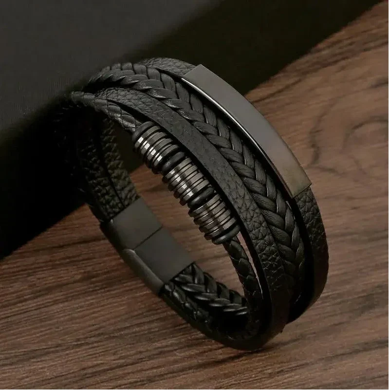 Sacha | Bracelet en cuir tressé pour homme