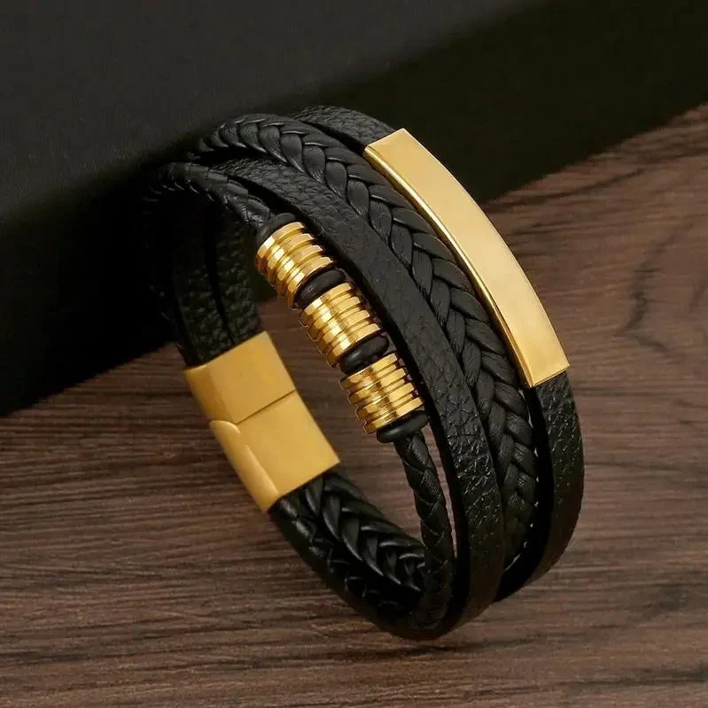 Sacha | Bracelet en cuir tressé pour homme