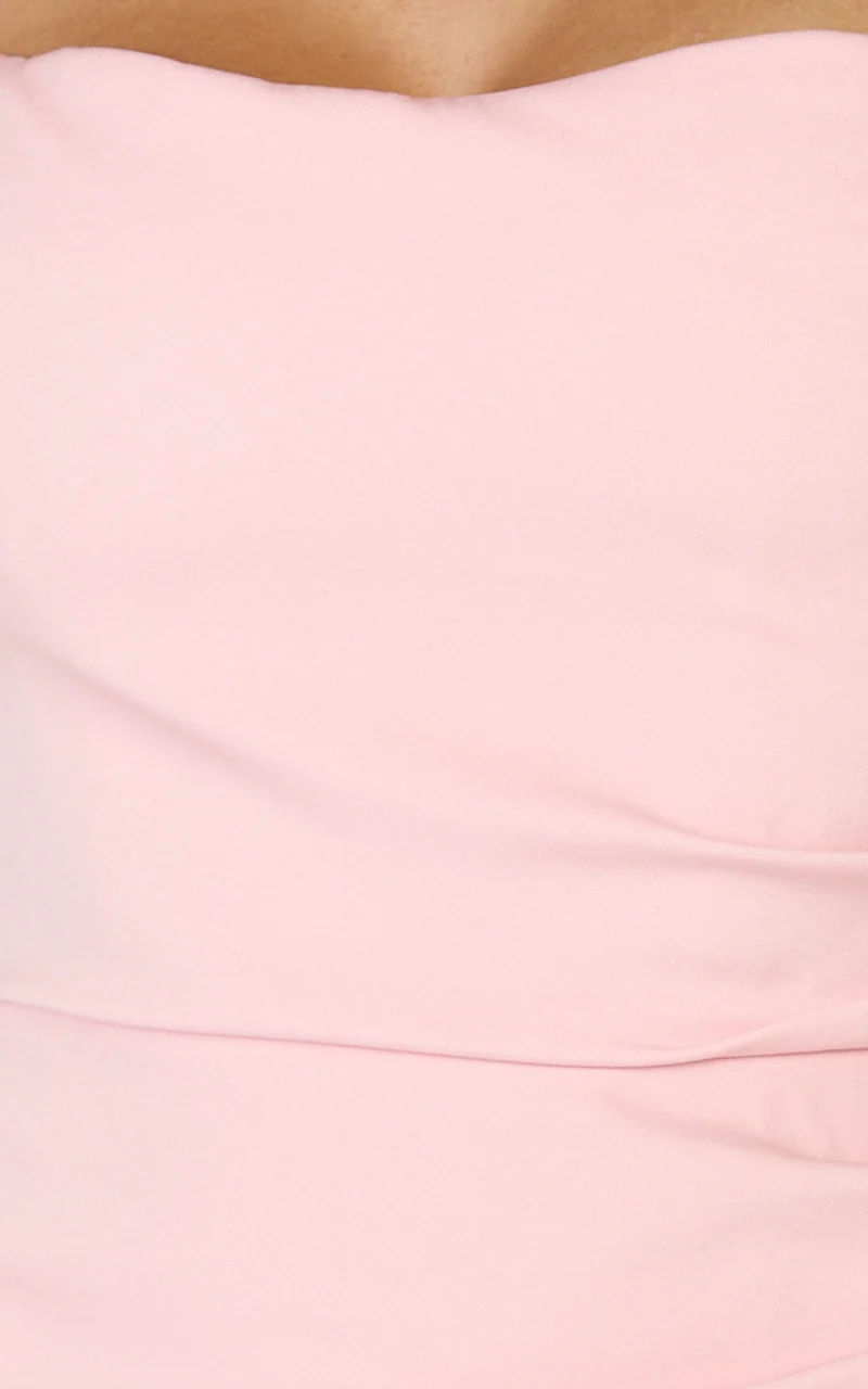 Sandy Mini Dress - Sweetheart Neckline Halter Dress With Tuck Detail in Pink
