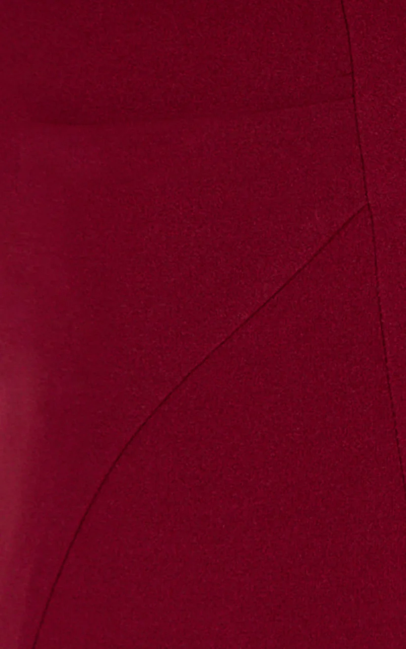 Cosette Midi Dress - Asymmetric Neckline Draped Shoulder Sash Dress in Wine