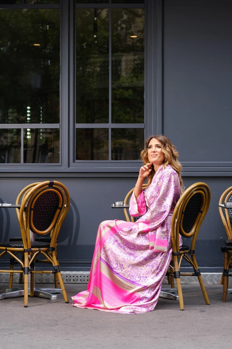Robe Kimono en soie violet
