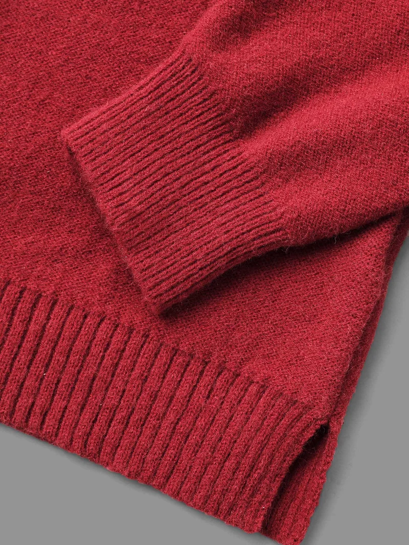 Cable Knit Bodice Crew-Neck Pullover