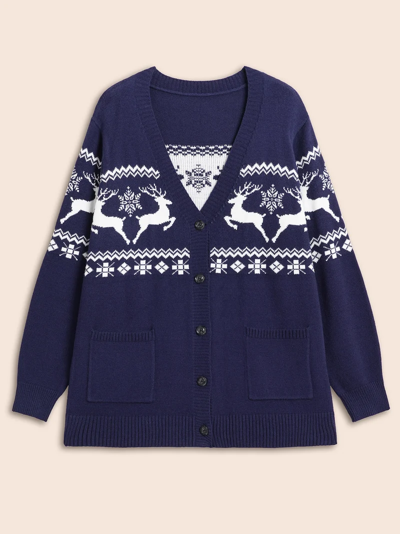 Supersoft Essentials Holiday Patterns Button Front Cardigan